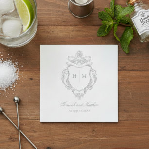 Servilleta De Papel Elegante Cresta de Pájaro de Chinoiserie Gris para