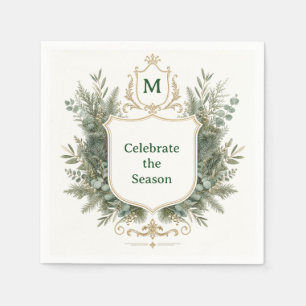 Servilleta De Papel Elegante Cresta Monogramada Botánica para las Fies