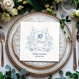 Servilleta De Papel Elegante Cresta Vintage 10º Aniversario de Boda