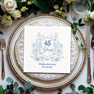 Servilleta De Papel Elegante Cresta Vintage 45º Aniversario de Boda