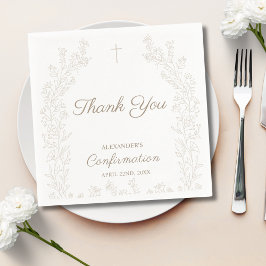 Servilleta De Papel Elegante Cruz Floral Confirmación Agradecimiento