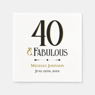 Servilleta De Papel Elegante Cuarenta y Fabuloso Nombre Fecha Cumpleañ