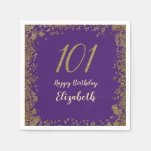 Elegante Cumpleaños 101 Morado y Dorado