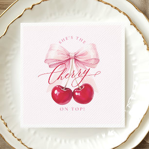 Servilleta De Papel Elegante Cumpleaños de Cereza en la Parte Superior