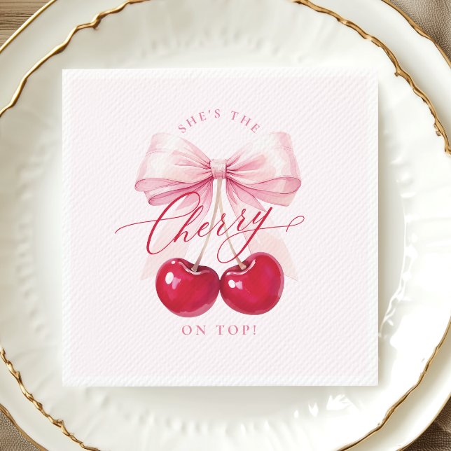 Servilleta De Papel Elegante Cumpleaños de Cereza en la Parte Superior (Subido por el creador)
