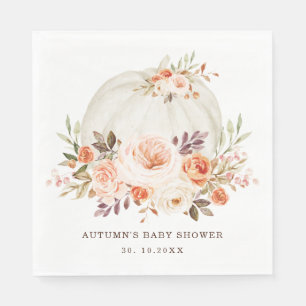 Servilleta De Papel Elegante Cumpleaños de Otoño Floral Pumpkin Shower
