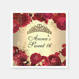 Servilleta De Papel Elegante Cumpleaños Dulce Dieciséis Temático Flora