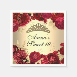 Servilleta De Papel Elegante Cumpleaños Dulce Dieciséis Temático Flora