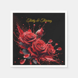 Servilleta De Papel Elegante cumpleaños número 30 - Rosas en flor