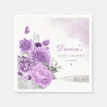 Elegante Cute Purple Watercolor Floral Baby Shower