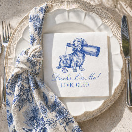 Servilleta De Papel Elegante Dachshund Chinoiserie Champagne Boda