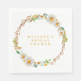 Servilleta De Papel Elegante Daisy Wreath Bridal Shower