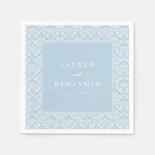 Servilleta De Papel Elegante Damasco Azul