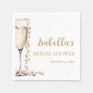 Servilleta De Papel Elegante Desayuno de Boda con Perlas de Oro y Pros