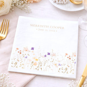 Servilleta De Papel Elegante Desayuno Nupcial de Flores Silvestres Rom