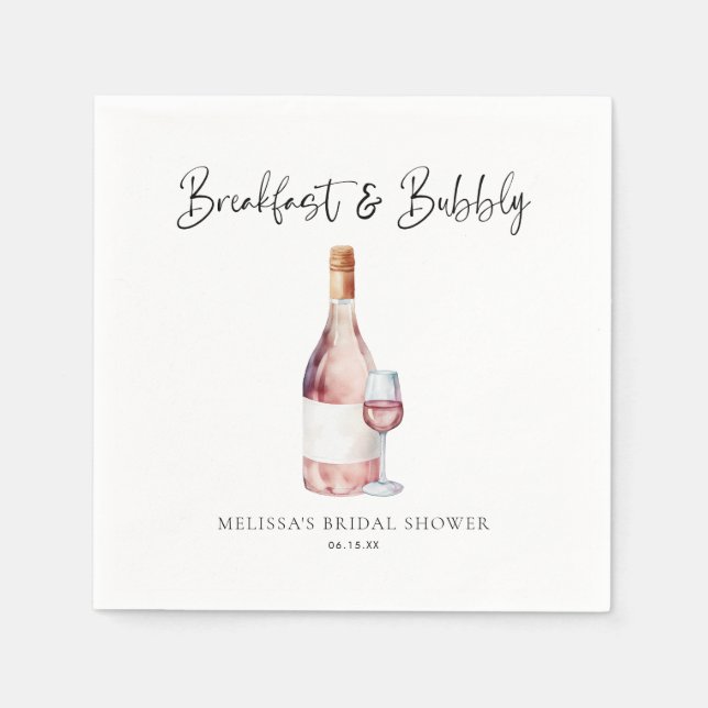 Servilleta De Papel Elegante desayuno rosa y ducha Bubbly Bridal (Anverso)