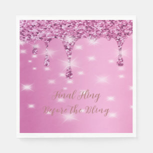 Servilleta De Papel Elegante Despedida de Soltera con Brillo Rosa Bril