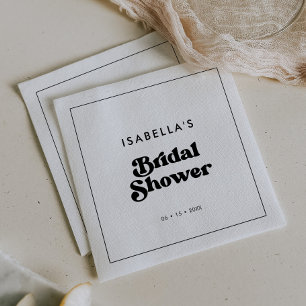 Servilleta De Papel Elegante despedida de soltera retro en negro y bla