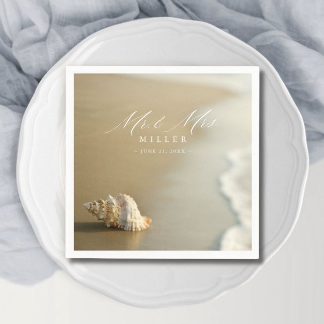 Servilleta De Papel Elegante Destino Playa Acogida Boda (Elegant Destination Beach Wedding Thank You Napkins)