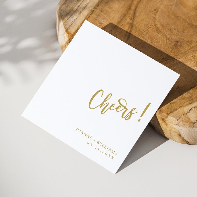Servilleta De Papel Elegante diseño de baratijas para Bodas dorados y  (Personalized Gold Hand-Lettered Cheers: White Wedding Napkins)