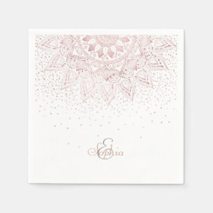 Servilleta De Papel Elegante diseño de confeti dorado mandala rosa