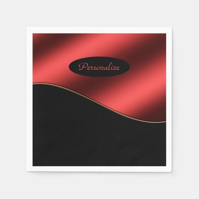Servilleta De Papel Elegante Diseño de Onda Elegante Rojo (Anverso)