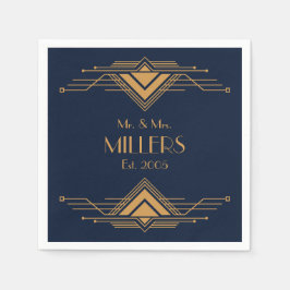 Servilleta De Papel Elegante diseño geométrico dorado Art Deco