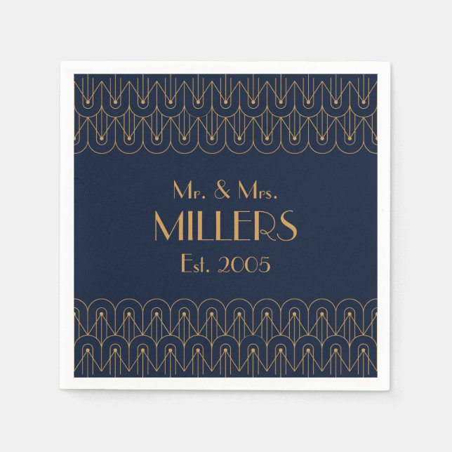 Servilleta De Papel Elegante diseño geométrico dorado Art Deco (Anverso)