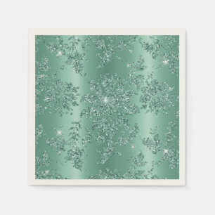 Servilleta De Papel Elegante diseño Verde azulado de Purpurina platead