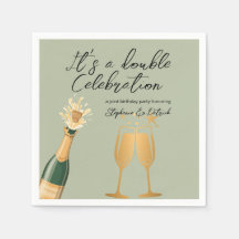 Elegante Doble Celebración Green Joint Birthday