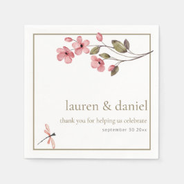 Servilleta De Papel Elegante Dragonfly Dusty Pink Wildflower