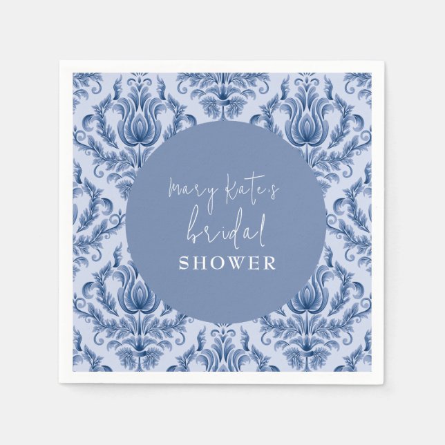 Servilleta De Papel Elegante ducha azul y blanca de novias (Anverso)