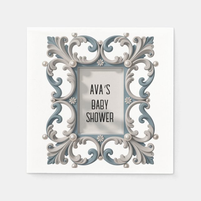 Servilleta De Papel Elegante ducha barroca para niños (Anverso)