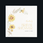 Servilleta De Papel Elegante Ducha Boho Sunflower Botánica Bridal<br><div class="desc">Estas servilletas de diseño ofrecen una manera muy subestimada de unir la estética de tu evento. Con sus ilustraciones botánicos y su tipografía moderadamente moderna, le dan un toque de elegancia editorial a cada lugar. Perfecto para ascender en bares de mimosa, mesas de postre o pastoreo informal con facilidad y...</div>