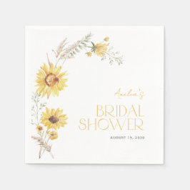 Servilleta De Papel Elegante Ducha Boho Sunflower Botánica Bridal