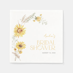 Servilleta De Papel Elegante Ducha Boho Sunflower Botánica Bridal
