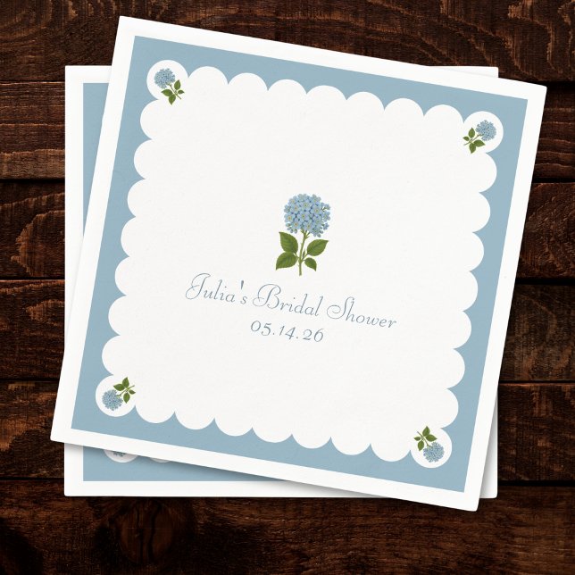 Servilleta De Papel Elegante Ducha Bridal Clásico Dusty Blue Hydrangea (Subido por el creador)