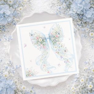 Servilleta De Papel Elegante ducha de bebé de lazo azul mariposa