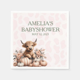 Servilleta De Papel Elegante ducha de bebé de vaca rosa florida de mon