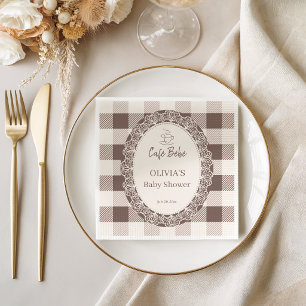 Servilleta De Papel Elegante Ducha de Bebé en Beige con Encaje Neutral