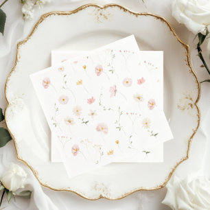 Servilleta De Papel Elegante ducha de bebé floral de acuarela silvestr