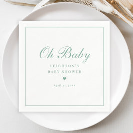 Servilleta De Papel Elegante ducha de bebé neutral con guión verde sal