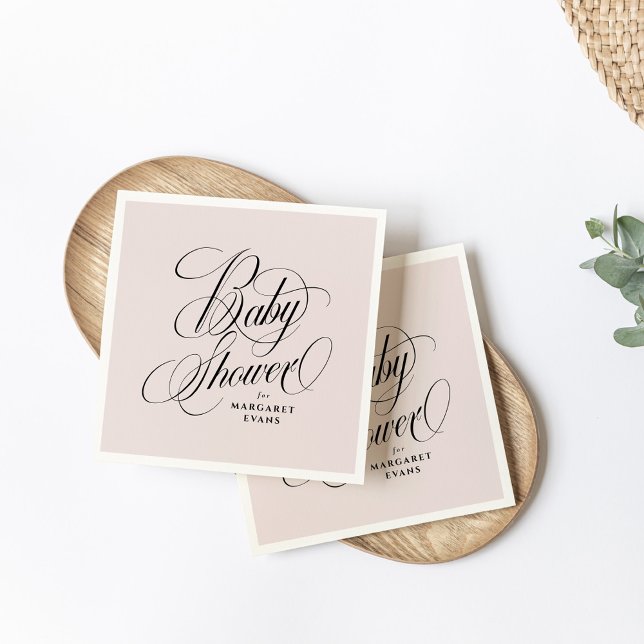 Servilleta De Papel Elegante ducha de bebé personalizada rosa rosa (Subido por el creador)