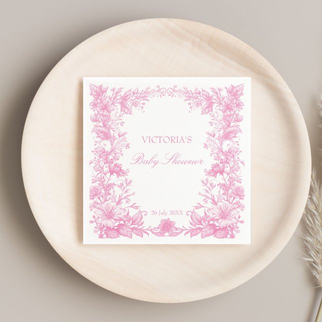 Servilleta De Papel Elegante ducha de bebé rosa polvorienta botánica i (Elegant botanical dusty pink baby shower monogrammed printed napkins personalized table decor)