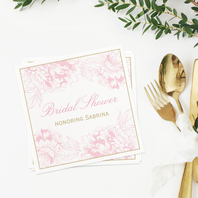 Servilleta De Papel Elegante ducha de boda de peonía rosa (Subido por el creador)