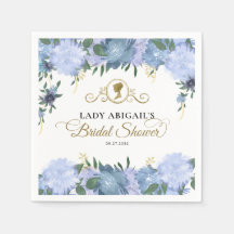 Elegante Ducha de Boda Floral Victoriana Azul Polv