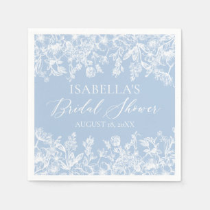 Servilleta De Papel Elegante ducha de flores salvajes azul turquesa