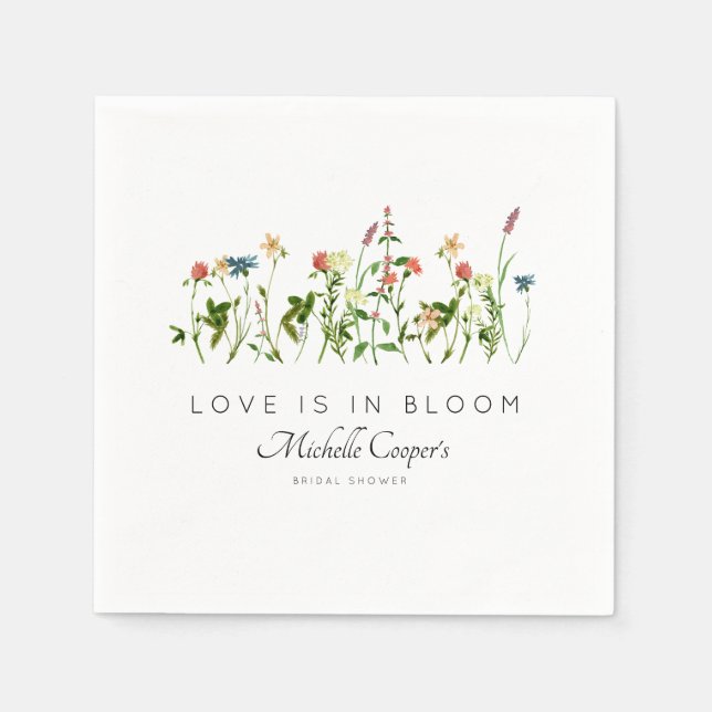 Servilleta De Papel Elegante ducha de flores silvestres (Anverso)
