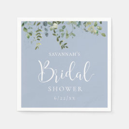 Servilleta De Papel Elegante ducha de novia acuarela azul polvoriento