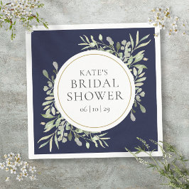 Servilleta De Papel Elegante ducha de novia con dorado azul de la mari